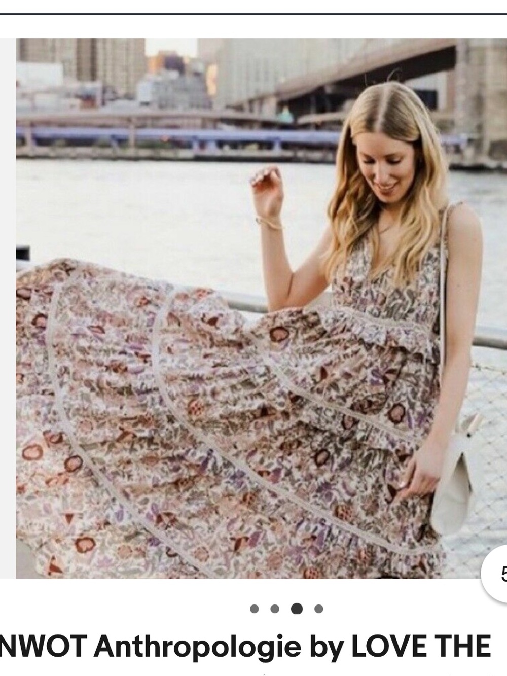 Anthropologie X Love the Label Helena Maxi Dress - Cream with Muted Floral